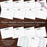 Super Simple 2025 Calendar with PLR License