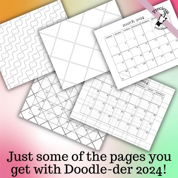 Doodleder 2024 Printable Doodle Calendar PLR 27 Chelle's Precious